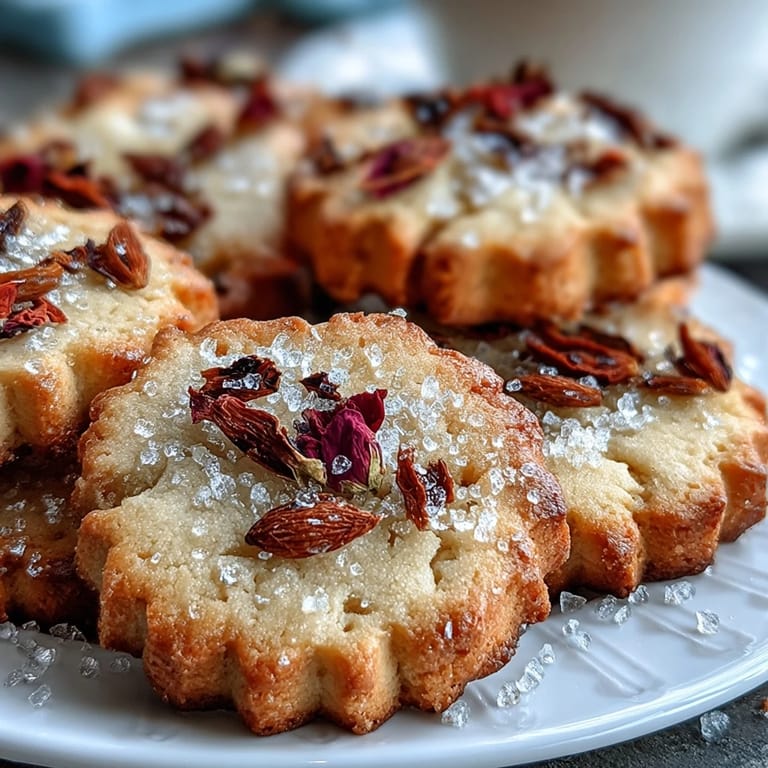 Buttery shortbread cookies adorned with edible flowers, beautifully arranged in a Mother's Day cookie box