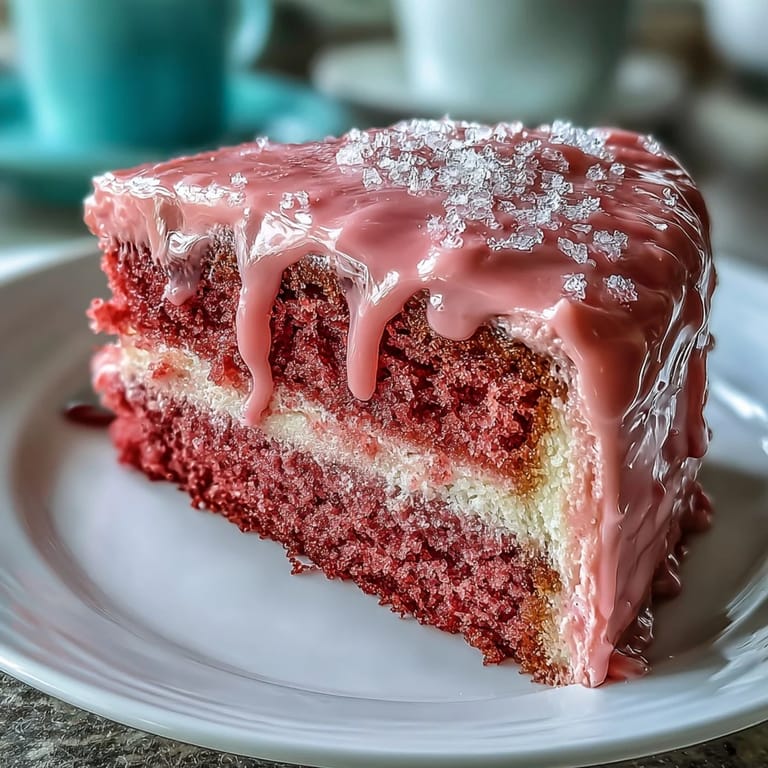 Pink velvet bridal shower cake adorned with lustrous gold drizzle looks delicious.