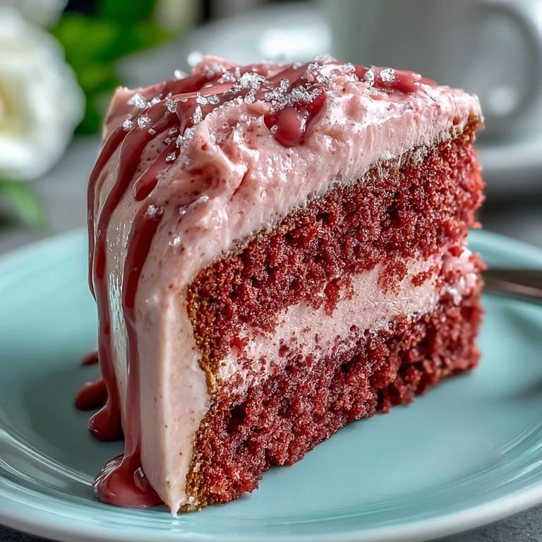 Savor this beautiful rosé velvet cake, perfect for any celebration.