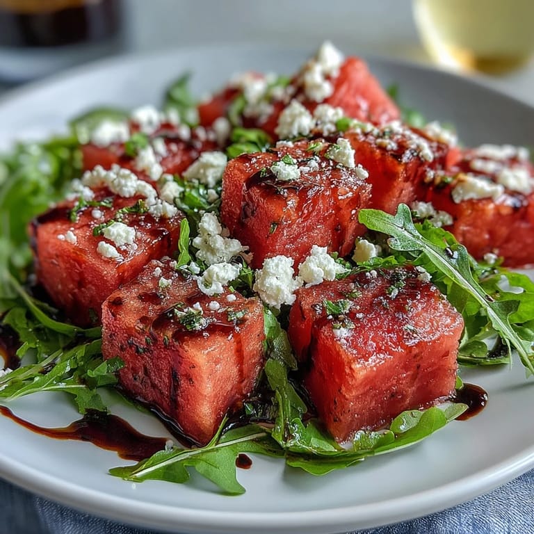 Juicy watermelon, creamy feta, and peppery arugula shine in this refreshing salad.