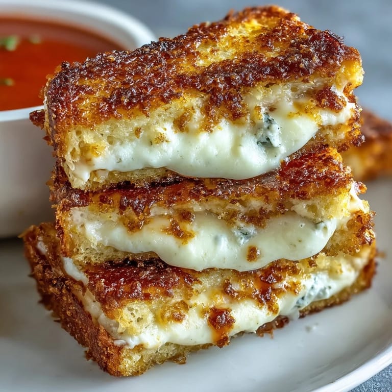 Crispy, bite-sized grilled cheese ready for dunking in rich tomato soup.