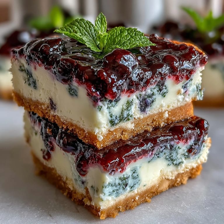 Decadent no-bake lemon blueberry cheesecake bars with a buttery biscuit crust.