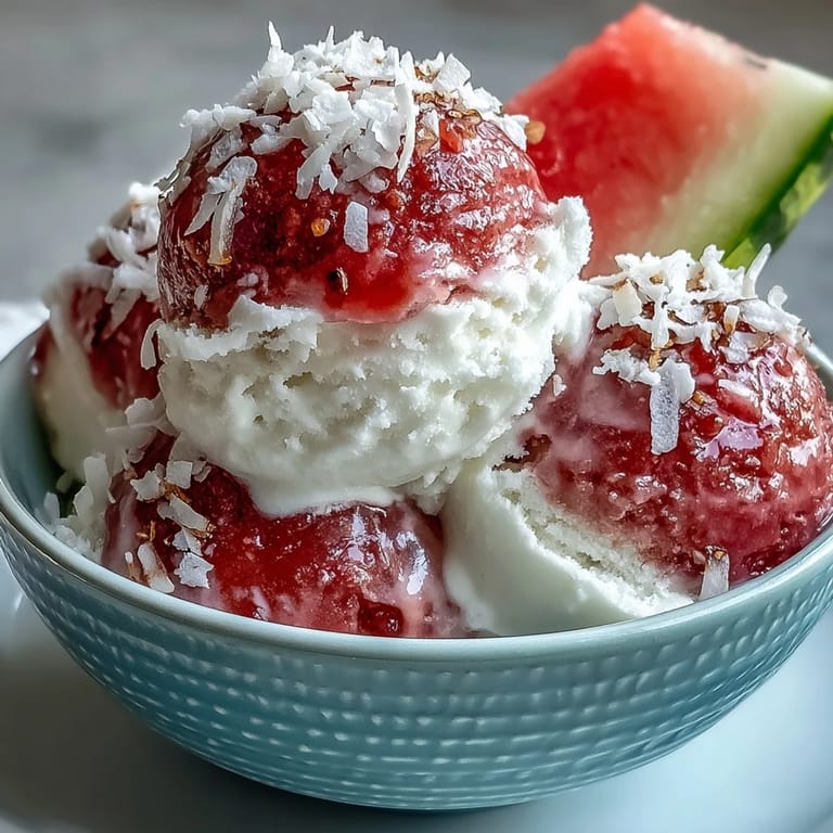 Easy vegan Watermelon Coconut Hand-Churned Ice Cream, perfectly creamy and refreshing.